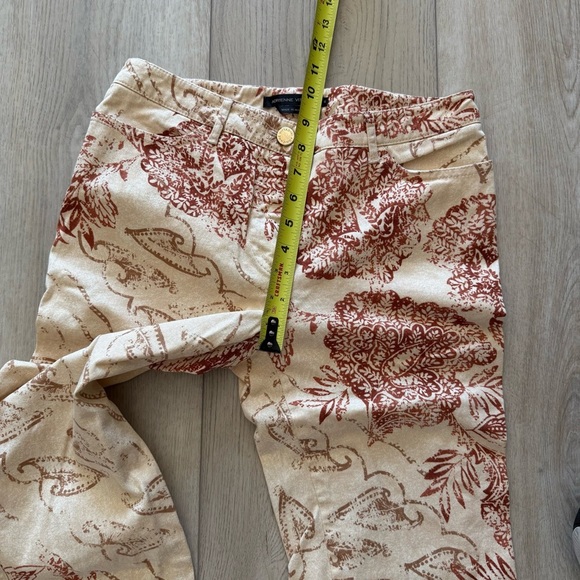 Adrienne Vittadini Cotton‎ Stretch Flare Floral Pants Women’s 6 Tan Rust EUC - Picture 6 of 11